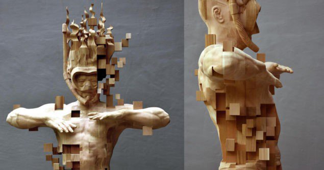 Пікселізований дерев’яний водолаз скульптора Хсу Тан Хана